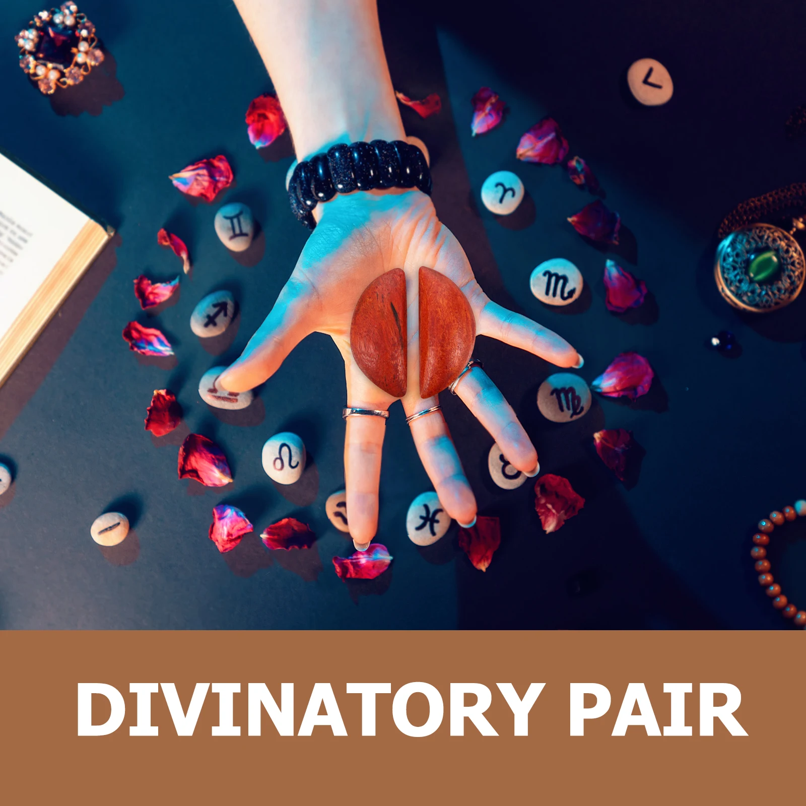 

2pcs Wooden Holy Supplies Taoist Ritual Portable Auspicious Cups For Home Divination Spiritual Wooden Cup Tools Moon