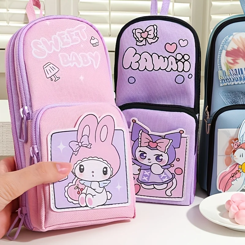Sanrio Kuromi & My Melody Pencil Case Suitable for Students, School & Office - Durable Multi-Layer Organizer