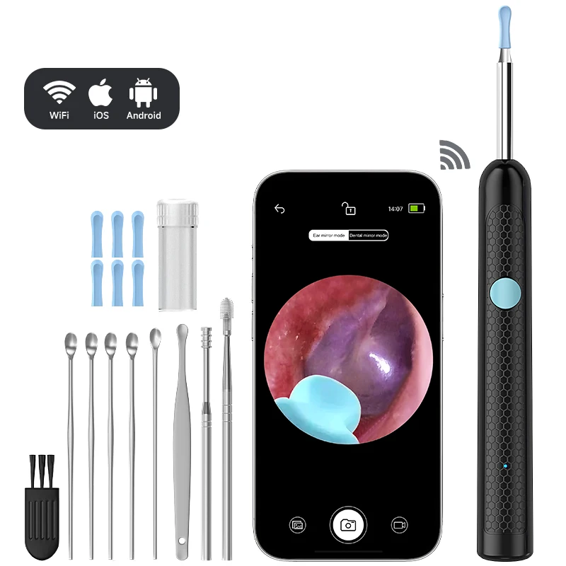 Ear Cleaner Camera 4.2MM WiFi Ear Wax Removal Tool Take Photo HD1080P Visual Ear Pick Ear Spoon Waterproof 6 LEDs USB C Charging