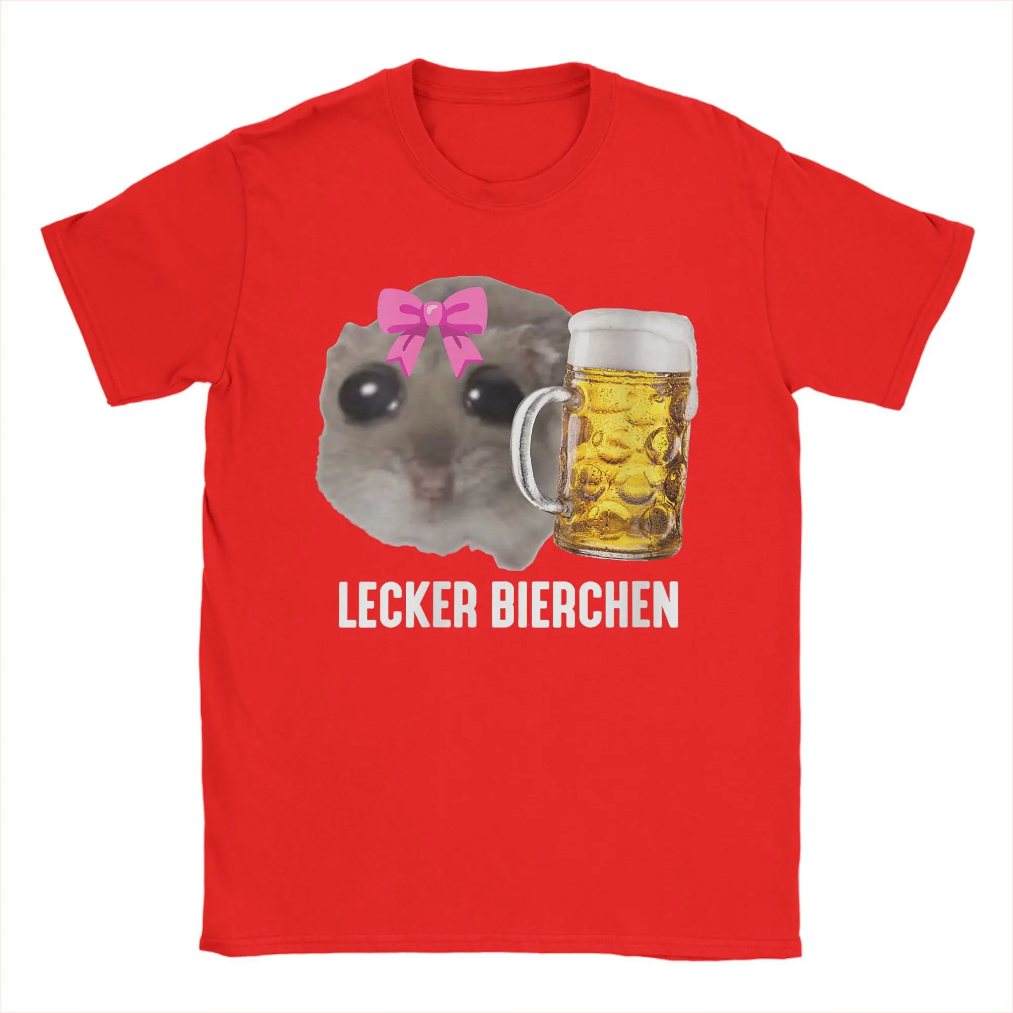Delicious Beers Sad Hamster Meme Men's women T Shirt Lecker Bierchen Vintage Tees Short Sleeve O Neck T-Shirt  Adult Clothing