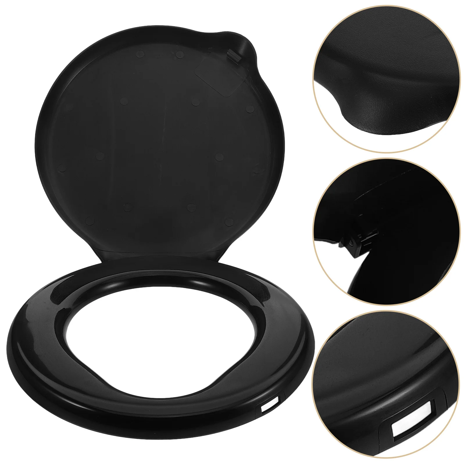

Black Portable Emergency Toilet Seat Plastic Lid Compact Easy Carry for Car Camping Hiking Rv Travel Outdoor Portable Toilet