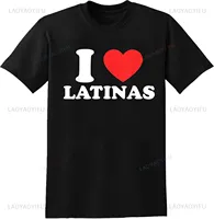 Funny Red Heart Love Latina I Love Latinas T-Shirt Mens Casual Fashion Loose Hip Hop Harajuku T-Shirt Summer Style Hipster Tees