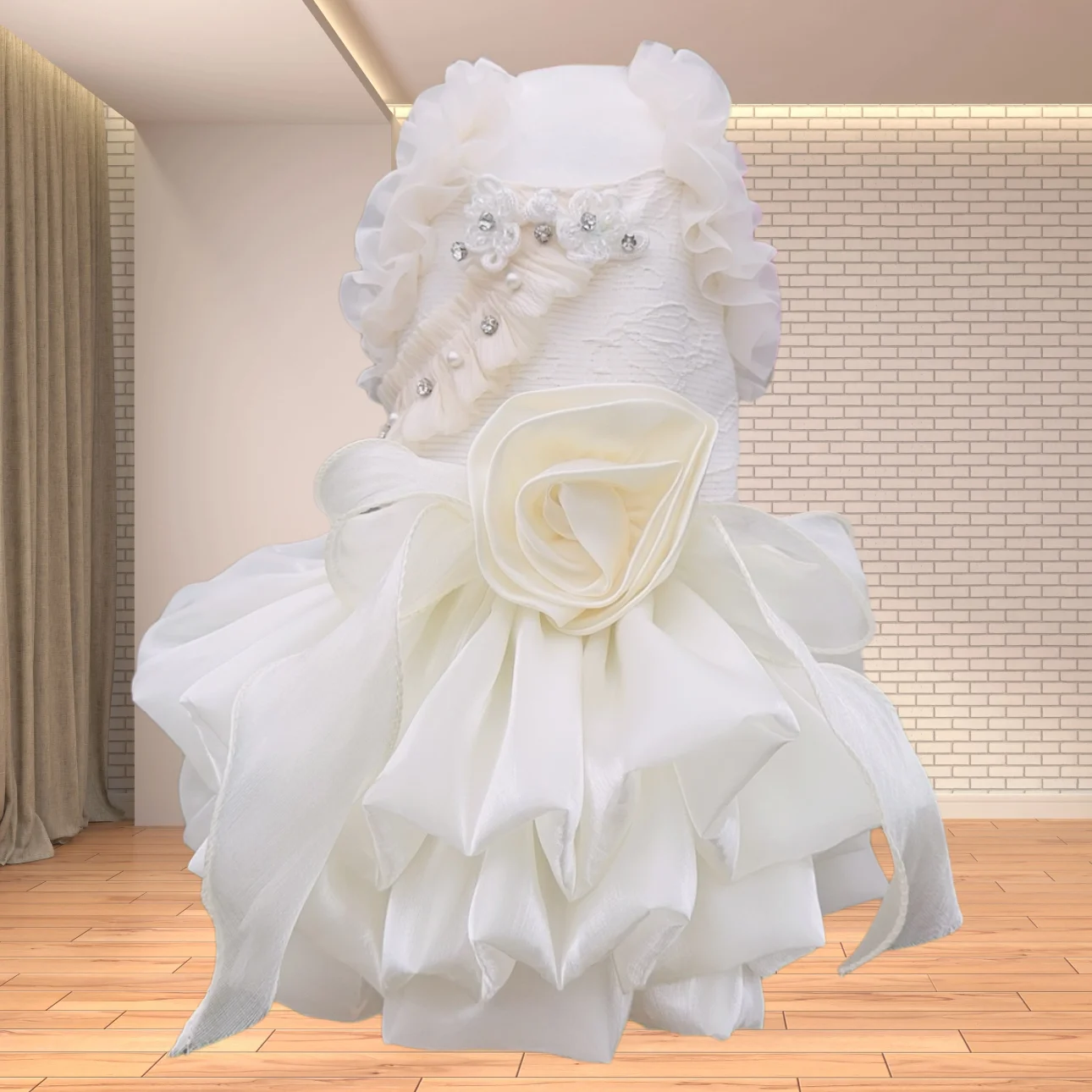 

Fashion Pink Beige Pet Dog Clothes Summer Soft Hollow Lace Flower Bow Princess Dress For Small Medium Dog Poodle Puppy