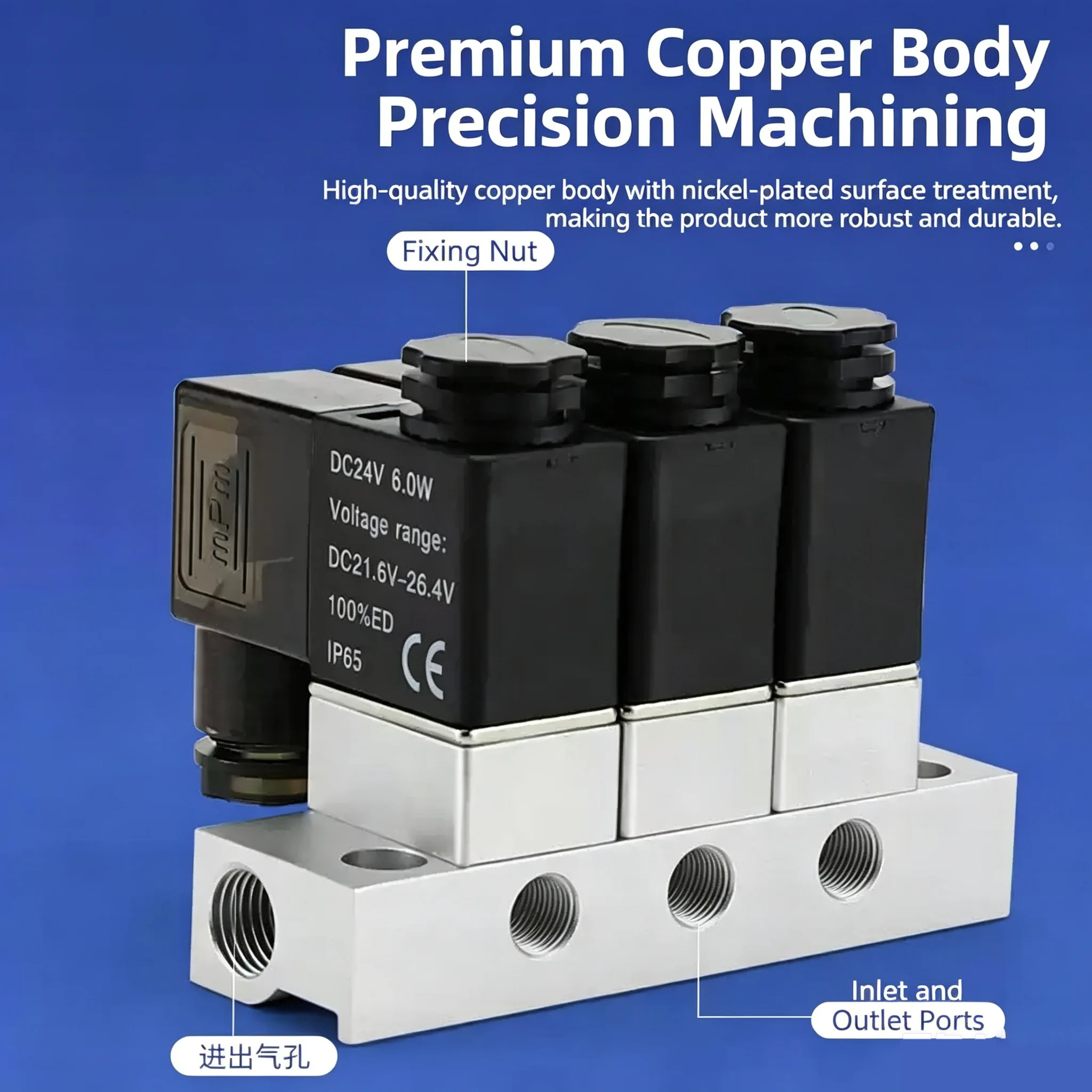 AC/DC Single Coil Pilot-Operated Normally Closed Pneumatic Solenoid Valve 5/2 Way Electric Air Valve 2V025-06 1/4