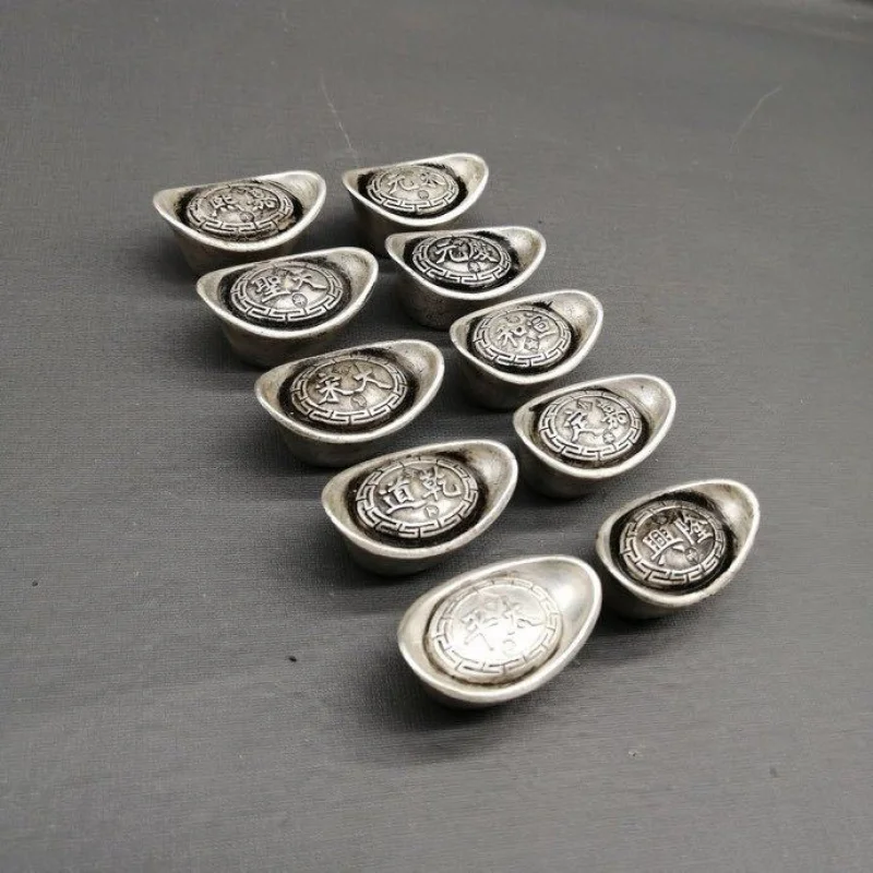 Antique White Copper -plated Imitation Ingots, Song Dynasty Treasury Silver, Ten Emperor , Longxing Yuanbao