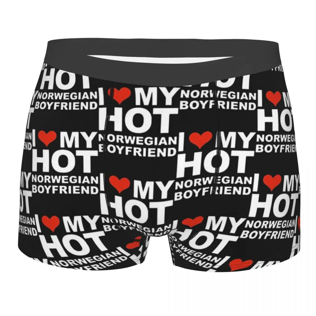 I Love My Hot Norwegian Boyfriend Man's Boxer Briefs Valentine's Day Gift Highly Breathable Underwear Top Quality Print Shorts