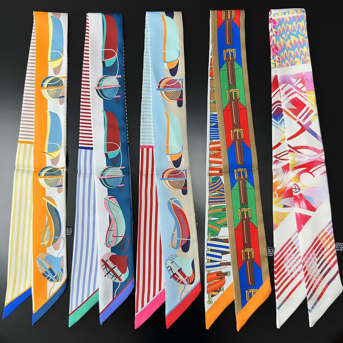 

Women's Printed Long Hair Scarf Skinny Twill Silk Foulard Ribbon Tie Head Scarf Small Neck Scarf for Fashionable Accessories