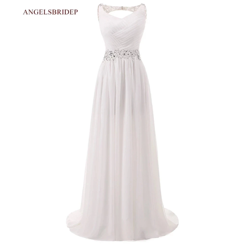 Angelsbrief chiffon beading vestido de casamento vestido de festa robe vestidos de novia botão com zíper de cintura alta floor-length elegante mais tamanho