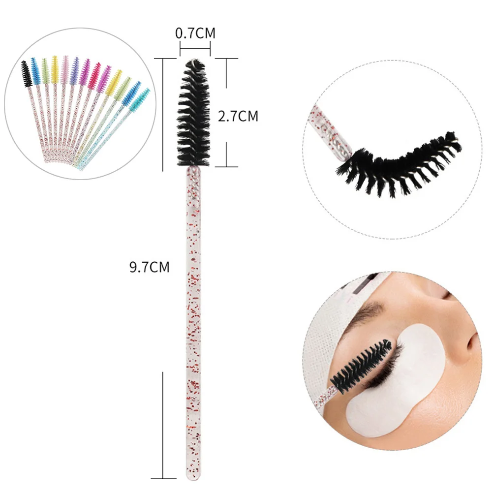 Bacchetta per ciglia usa e getta con applicatore per mascara con asta di cristallo da 100 pezzi per una separazione impeccabile delle ciglia, leggera e portatile, rosata
