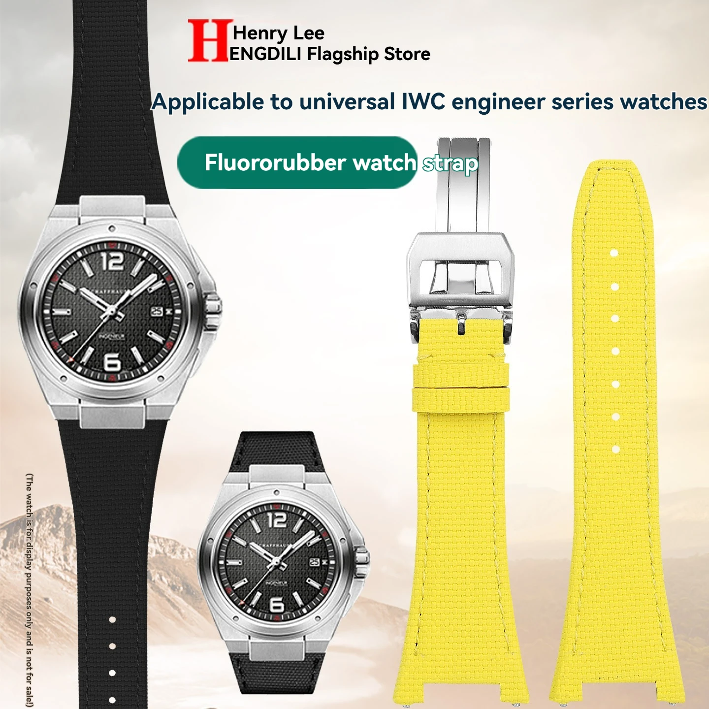 28mm Fluorine rubber Strap For IWC Engineer IW500501 IW378507 IW322703 Series FKM leather bottom Watch Strap Wristband