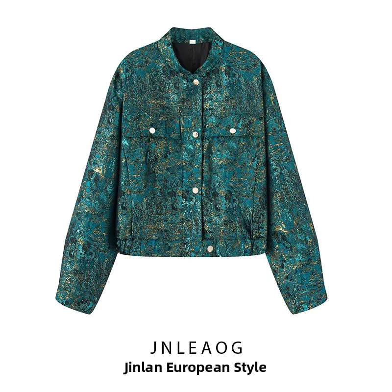 

JNLEAOG женская длинная верхняя одежда Sve Jaet, металлическая линия, текстурированный дизайн, осеннее новое пальто свободного покроя из полиэстера