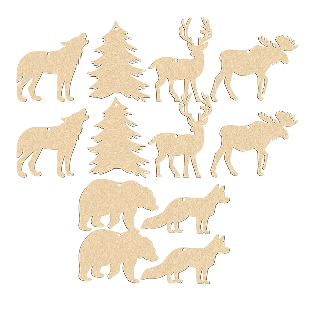 

30pcs Wooden Animal Cutouts Unfinished Wood Slices Diy Crafts Decor Animal Ornaments Hanging Tags For Party Home