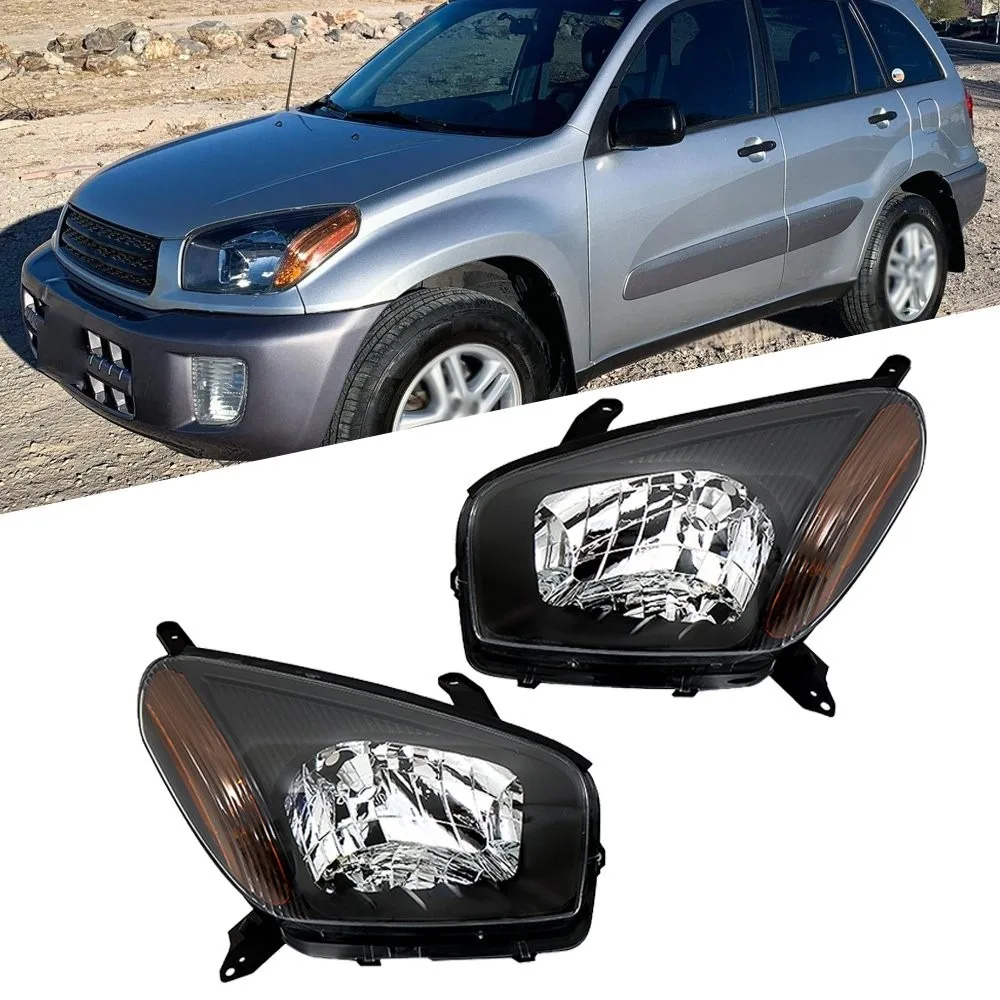 

For Toyota RAV4 2001 2002 2003 Black Housing Halogen Headlights Left+Right LH RH