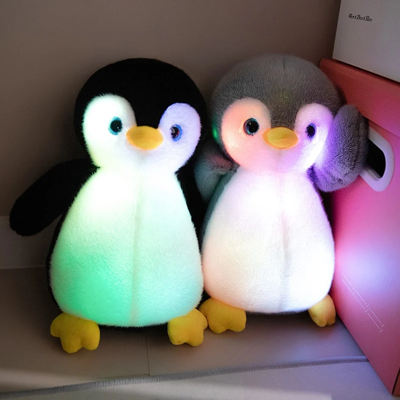 Creative Penguin Toy Luminous Pillow Soft Stuffed Plush Glowing Colorful Stars Cushion Led Light Toys Gift