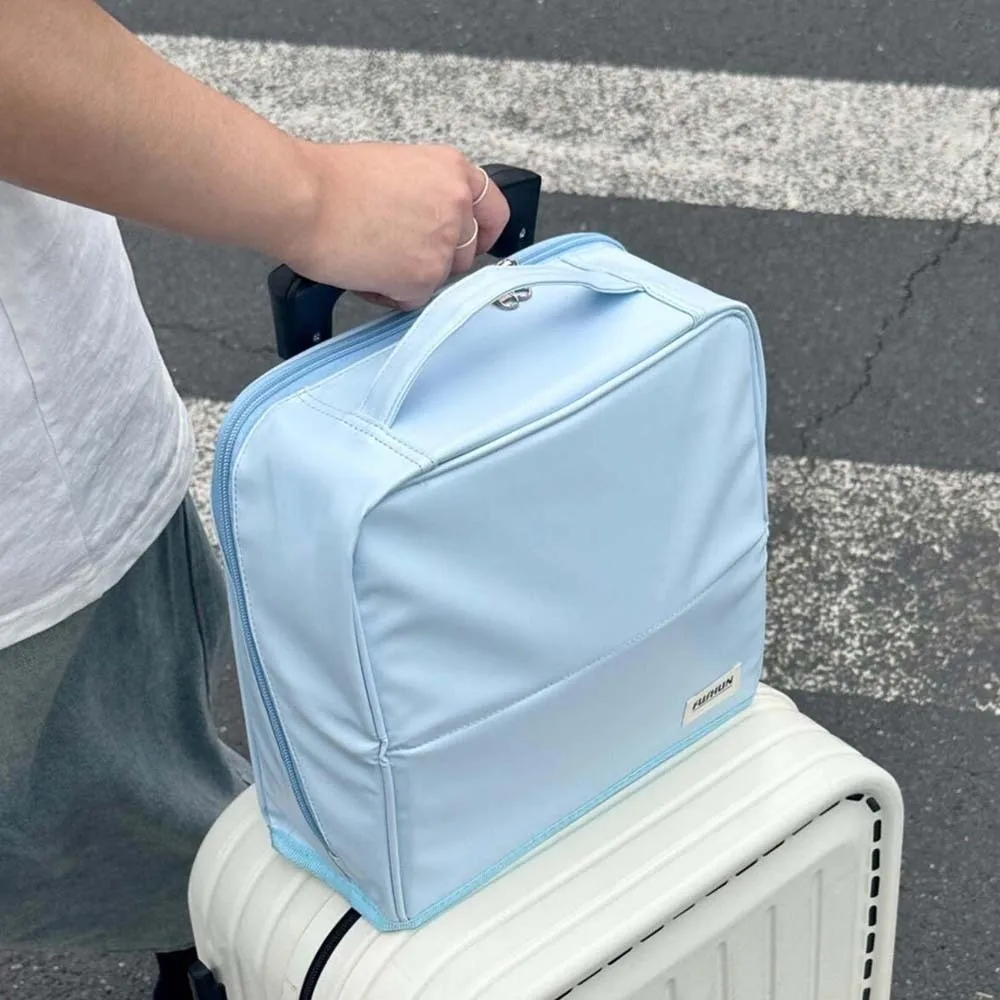 حقيبة مكياج عمودية ثابتة من البولي يوريثان مع مرآة ذات سعة كبيرة ومنظم مستحضرات التجميل المحمول بوليستر مقاوم للاهتراء #1