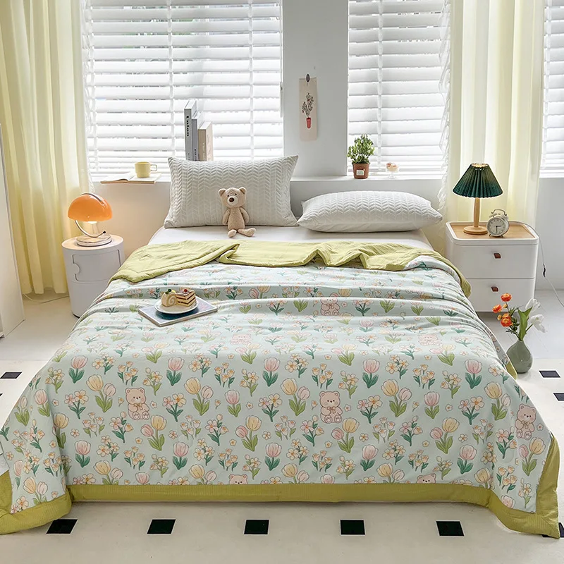 A-class washed cotton and linen summer cool blanket, soaked gauze thin blanket, summer dormitory single and double person washab