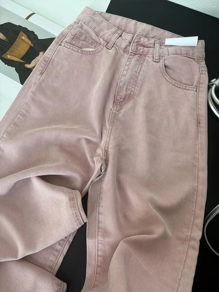 

Драпированные широкие джинсы женские с высокой талией тонкие свободные утягивающие длинные брюки из ледяного шелка осень мода большие размеры прямой крой