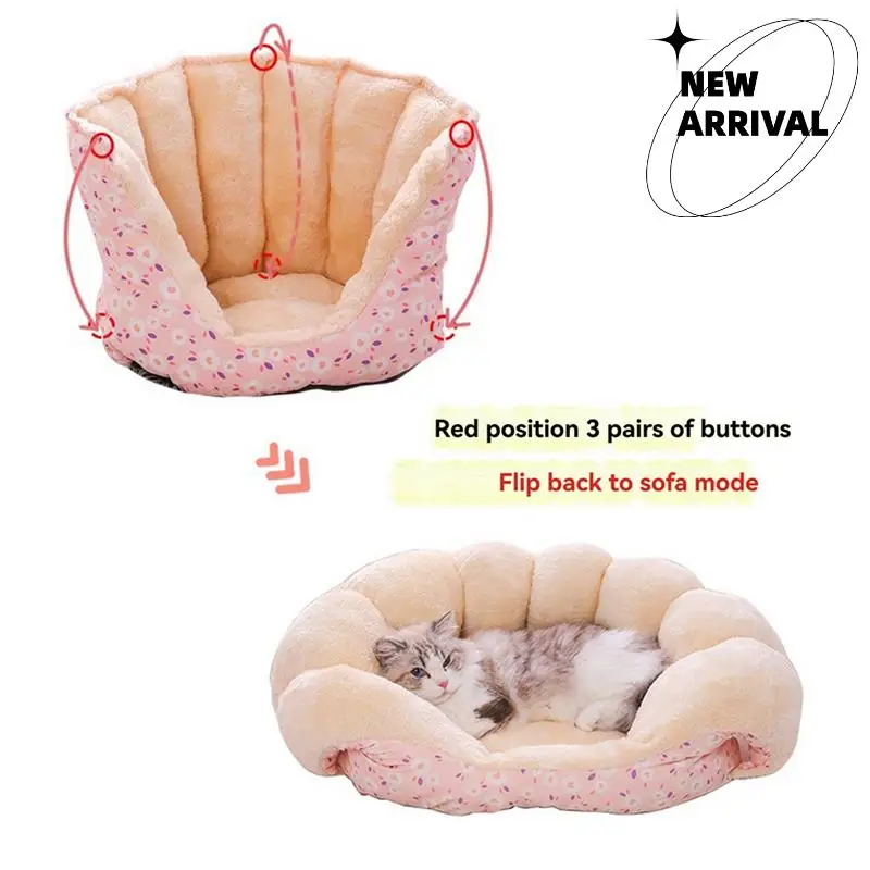 Y50A-Pet Supplies For Winter Bed Cats Cartoon Kitten Warm Accessories Plush Bed Goods House Accessory Basket Dog Puppy - Image 2