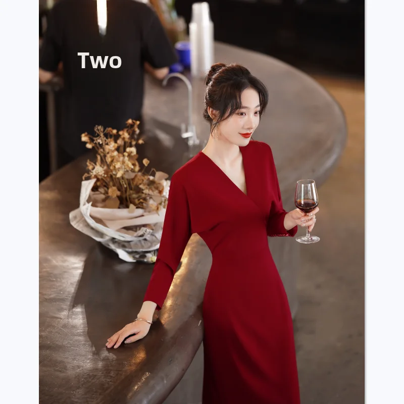 

Элегантное красное свадебное платье для помолвки и свадьбы, роскошное вечернее платье для подружки невесты с длинными рукавами