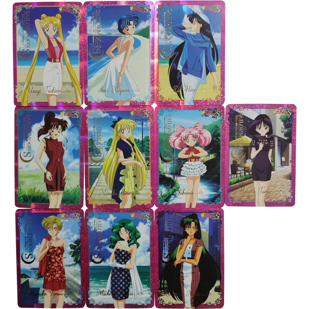 10Pcs/set Anime Girls Flash Cards Aino Minako Tsukino Usagi Kino Makoto Kawaii Game Anime Collection Cards Gift Toys for friends