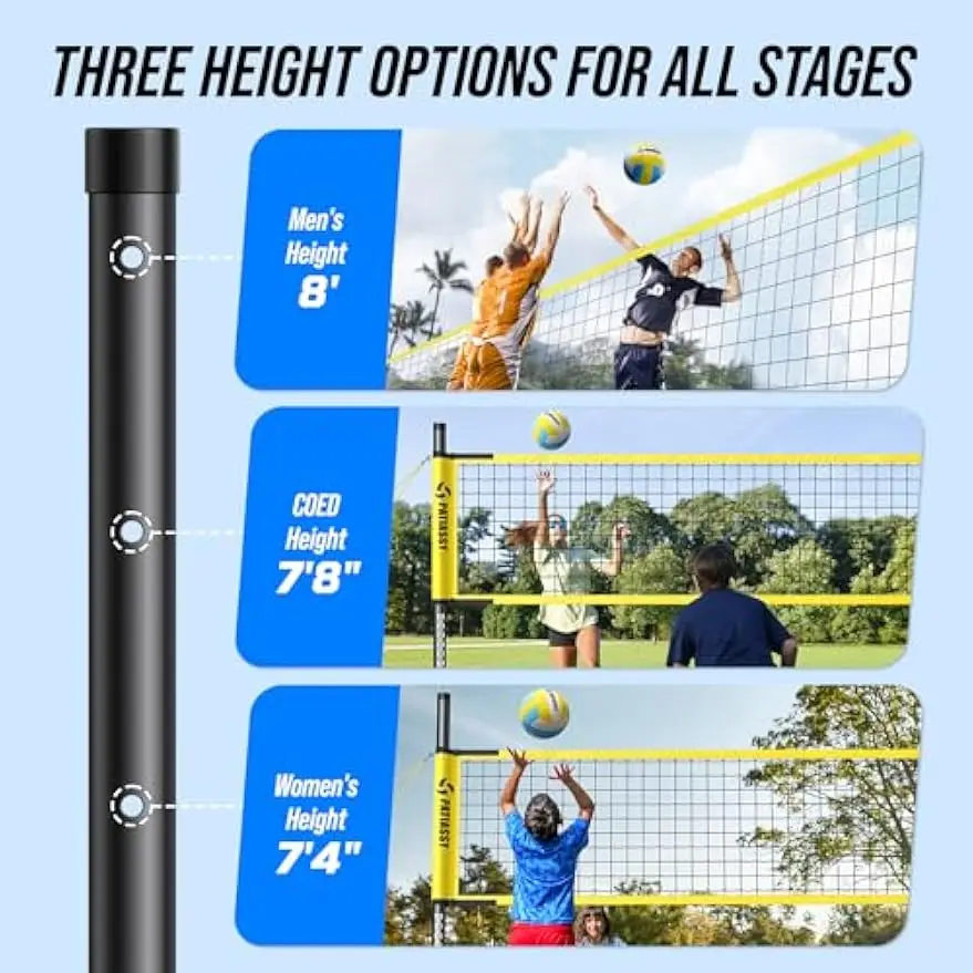 Portable Volleyball Net System with Adjustable Height, Includes Ball, Pump, and Carry Bag for Outdoor Fun