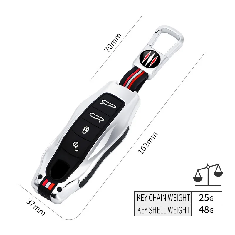 3 4 Bottons Metal Car Key Cover Fob Case Shell for Porsche Cayman Cayenne Panamera Macan 911 992 Taycan Boxster 718 Accessories