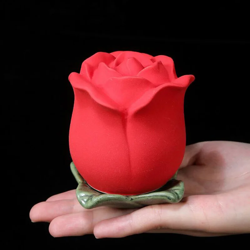 Creative Romantic Red Rose Design Tea Caddy Green Tea Sealed Storage Jar Lovers Valentine Festival Gift Kitchen Teaware