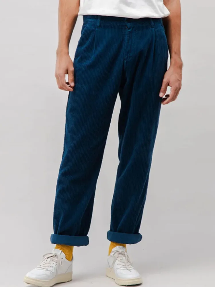 

Spring Autumn Casual Solid Color Corduroy Pants Men Vintage Textured Pants Streetwear Leisure Loose Straight Trousers For Mens