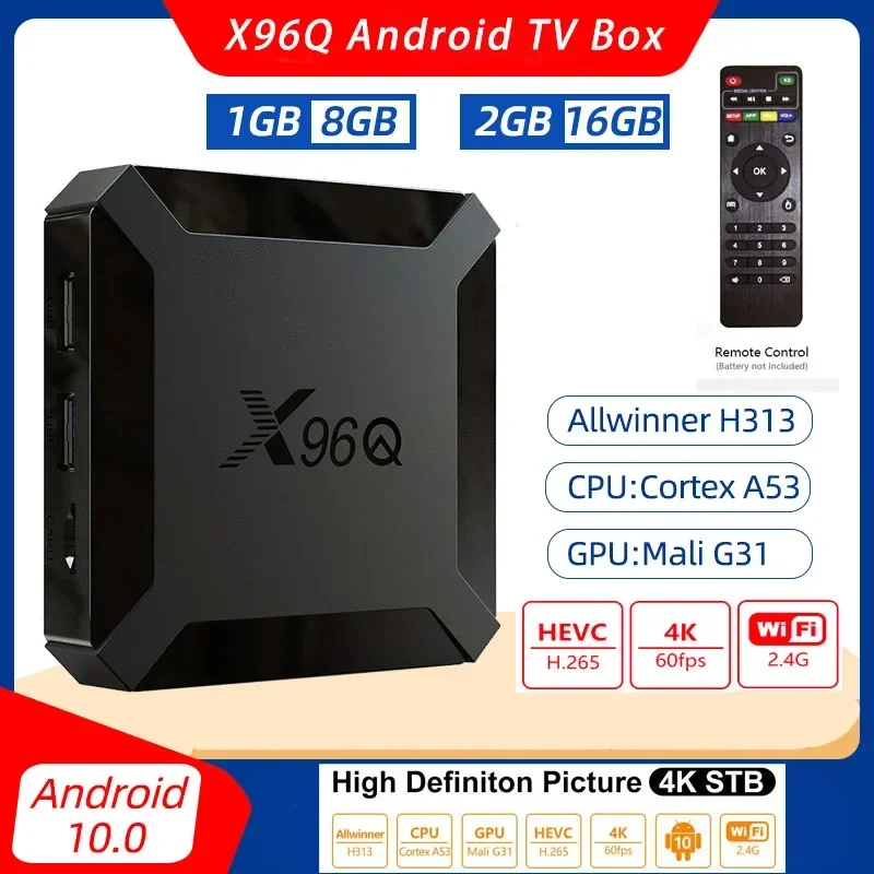 

X96Q Android 10.0 Smart TV BOX 2GB 16GB 1GB 8GB Allwinner H313 Quad Core 2.4G WIFI 4K VS X96 Mini Set Top Box