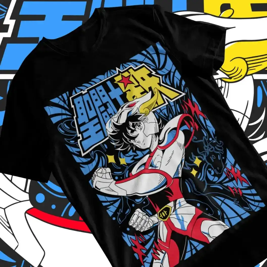 New Art Tee Unisex Short Sleeve Saint Seiya Classic Anime Character Graphic Tee For Cosplay Event Party Daily Street Style