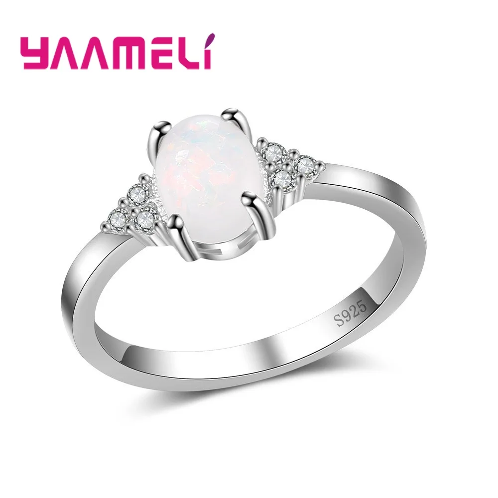 Top Quality 925 Sterling Silver Jewelry For Women Ring With Trendy Opal Stone Sparking Shimmering Jewelry For Female