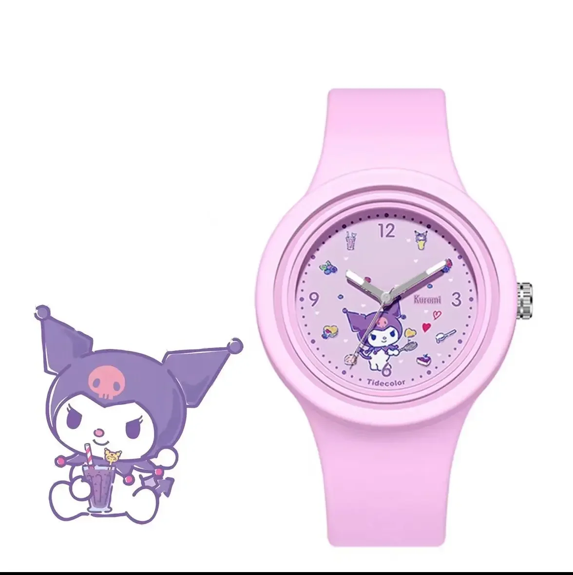 Hot Selling Sanliou Series Kuromi Jade Guigou Katie Cartoon Silicone Watch Skin Feel Cute Quartz Watch Fashion Student Watch