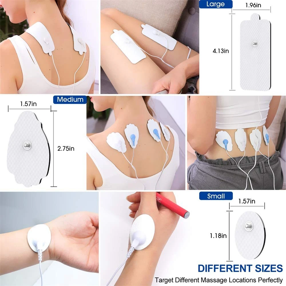 Coussinets de rechange auto-adhésifs réutilisables, 20 électrodes, une unité TENS, machine à épaissir les muscles, adaptés à la norme 3.5mm