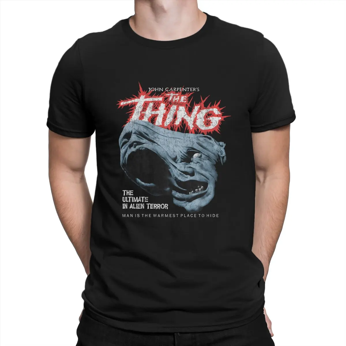 

Мужские футболки The Thing Джон плоттер ужас научная фантастика винтажные хлопковые футболки с коротким рукавом The Thing футболка с круглым вырезом одежда