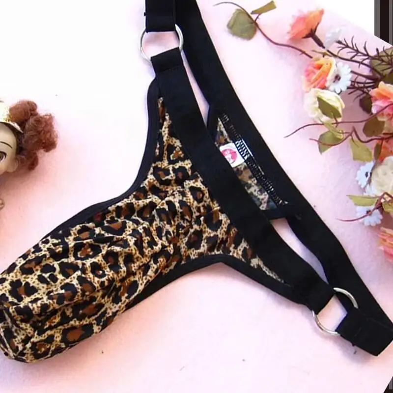Leopard Print Men's Porno Lingerie Leopard Print Sexy T-pants Flirting Underwear Set Sexy Mujeres Hot Used For Sexual Activity