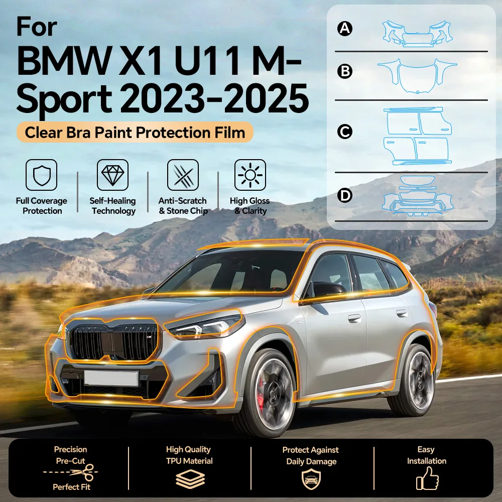 For BMW X1 U11 M Sport 2023 Pre Cut Car Paint Protection Film Clear Kit Accessories PPF Transparent Body TPU Original