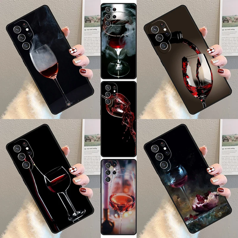 

Red Wine Glass Phone Case For Samsung Galaxy S25 S23 S30 S21 S20 FE S24 S22 Ultra Note 10 20 Plus Silicone Cover lite