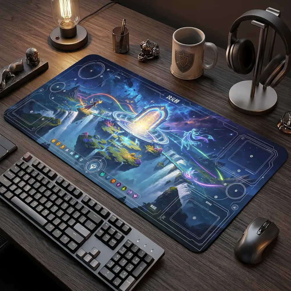60X35cm Dimensional Portal Fantasy Play mat Zoned Desk Mat Non-Slip Rubber Base Stitched Edges For TCG Card Game