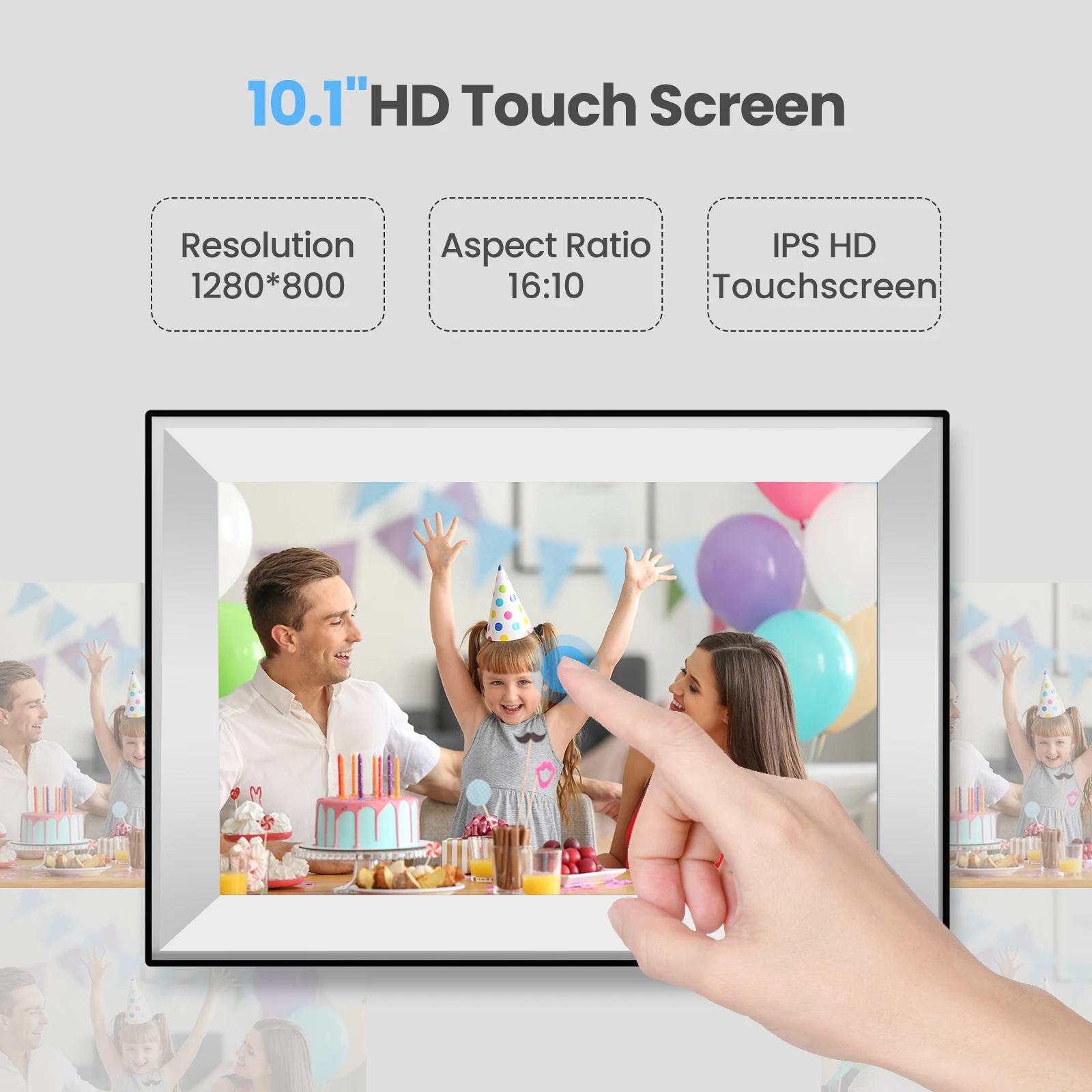Cornice per foto digitale da 10.1 pollici cornice digitale WIFI Album di immagini elettronico intelligente da 32GB integrato per regalare una cornice Touch