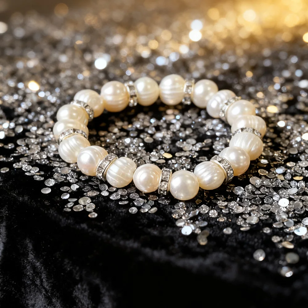 

YWYC 2025 New Arrival 8-9mm Baroque Natural Freshwater Pearl Bracelet for Women Girl Fashion Fine Bracelet Jewelry Gift