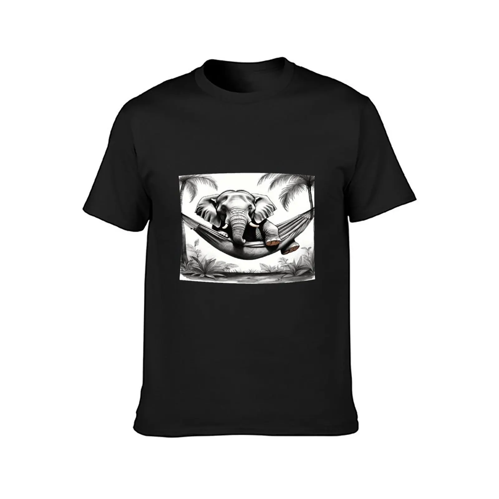 Elephant in Hammock 002 T-Shirt sweat blanks cute clothes anime t shirts for men pack