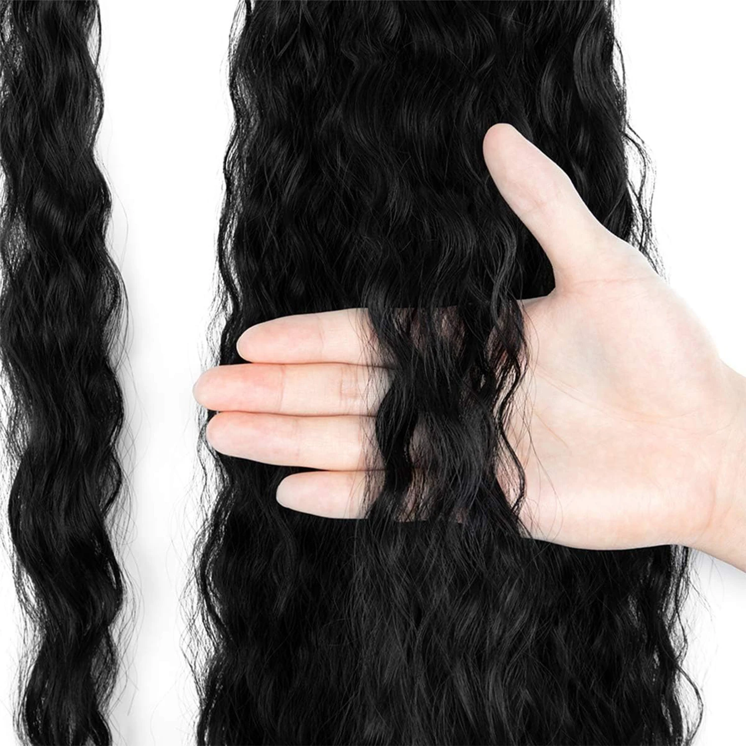 ポニーテールエクステンション ウォーターウェーブ ナチュラルルック 人毛かつら ポニーテールラップ ポニーウィッグ マジックペースト付き 女性 ガール デイリー