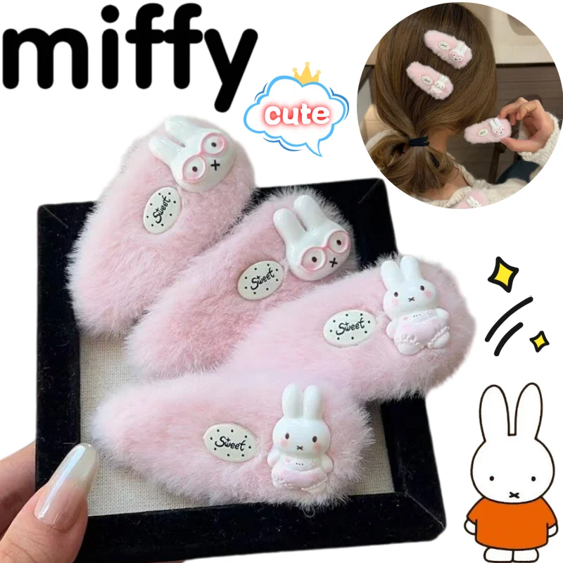 New Miffy Hair Clip High Color Value Q Version Doll Patch Creative Girl Sweet and Cute Side Bangs Broken Hair Clip Birthday Gift