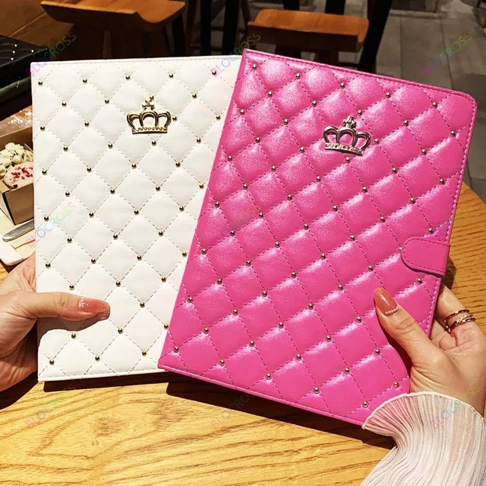 Case For iPad Air 11 2024 Air6 Pro 11 Air 5 4 3 Pro 2 1 10th 10.9 10.2 9.7 Mini 2024 7 A17 Pro 6 5 4 Crown Diamond Leather Cover