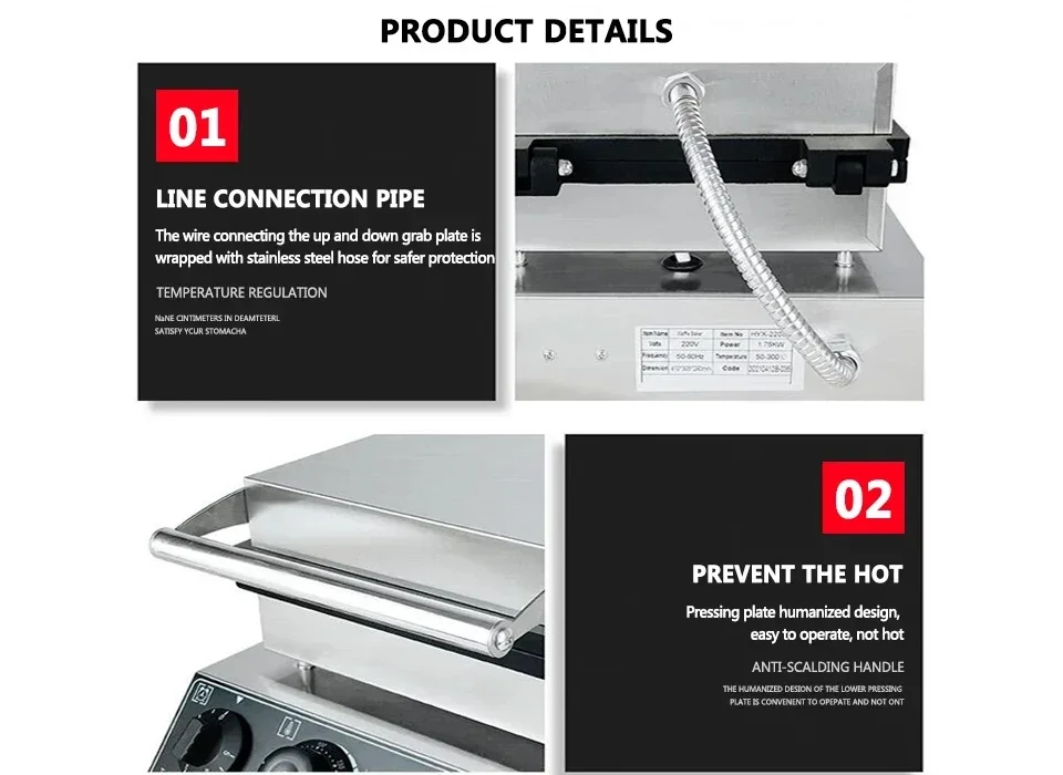 LX Electric Waffle Makers 1600W Wheat Shape Waffle Making Machine Home Non-Stick Roti Maker Machine Kitchen Appliance