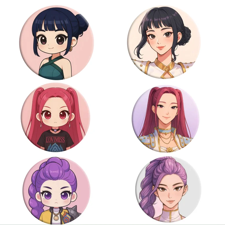 

Kpop охотники на демонов Руми Мира Зои мультфильм жесть металлическая булавка значок аксессуары подарок