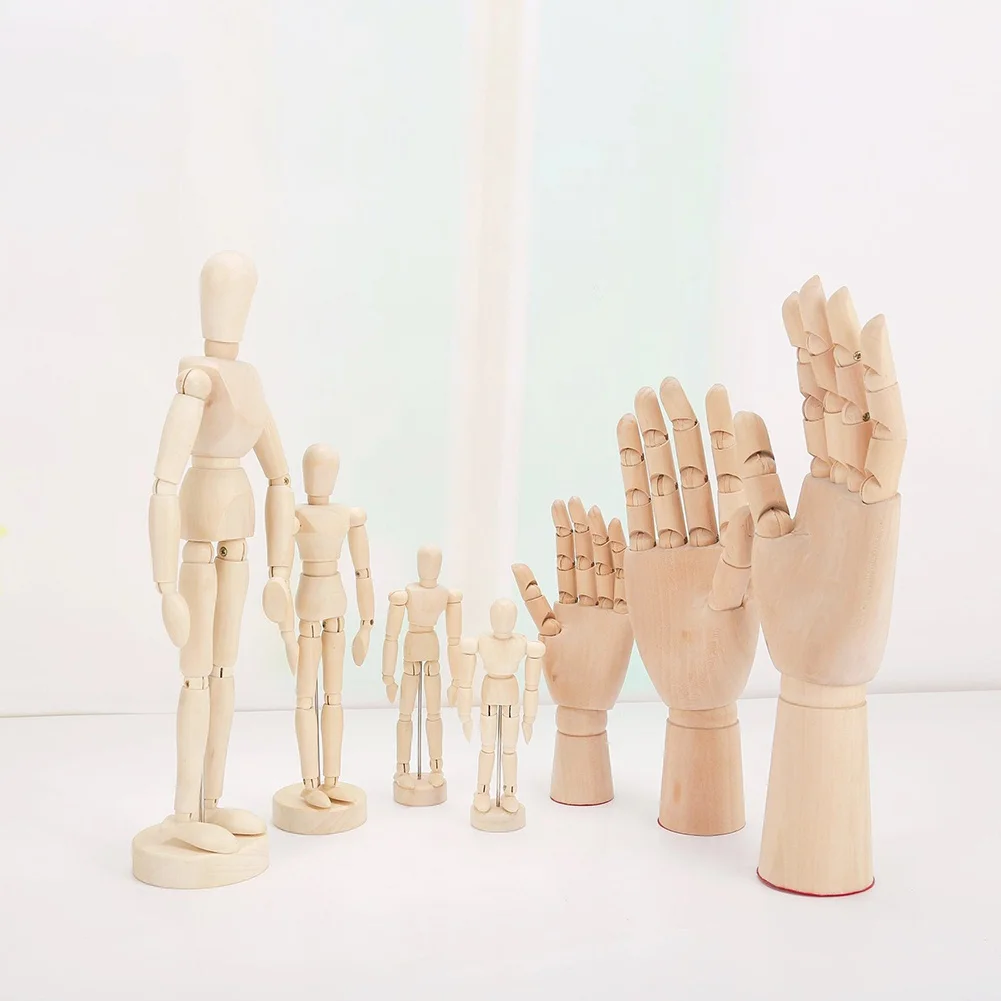 7 Styles Wooden Mannequin Hand Drawing Sketch Mannequin Model Wooden Manikin with Stand Movable Limbs Human Artist Model