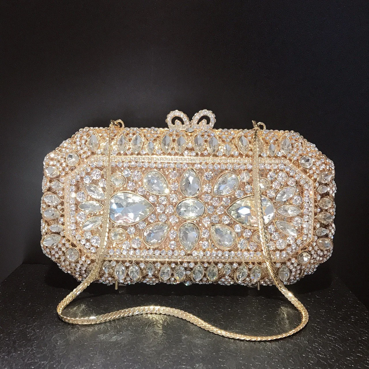 

Champagne/Silver/Gold Crystal Clutch Rhinestone Bag Luxury Women's Party Wedding Purse Diamond Cocktail Handbags Designer Clutch