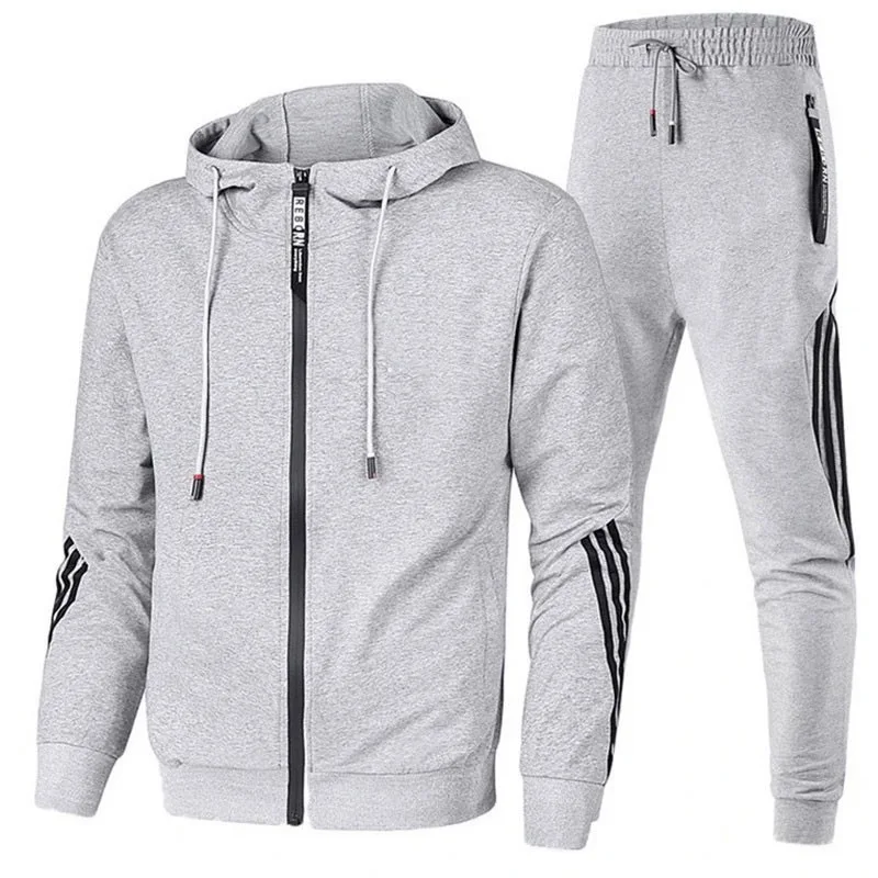 2024 Men\'s Winter Sports Suit Slim Fit Brand Sportswear Cardigan Long Sleeve Running Jacket Sweatpants High Quality 2 Pcs Set