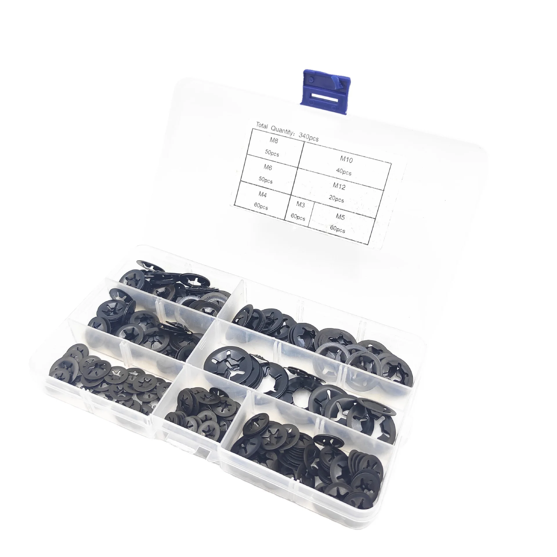 Manganese Steel 65 Seal Gasket Hardware Fastener Assortment Kit 340 Pieces Plum Hole Retaining Ring Bearing Clip